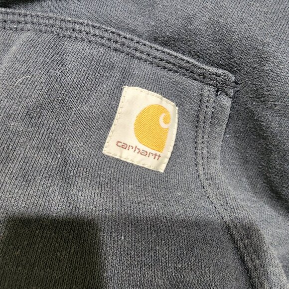 Carhartt Men’s L Quilted Lined Zip Hoodie Blue Full Zip Work Jacket - Picture 4 of 11